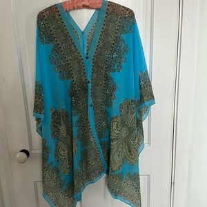Sheer turquoise overblouse